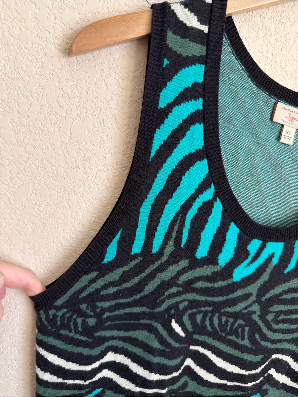 Banana Republic Issa London Collection Zebra Viscose Knit Tank Dress XL Teal - Picture 9 of 14